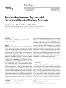 Screen shot of research on psychosocial factors affecting onset of MS